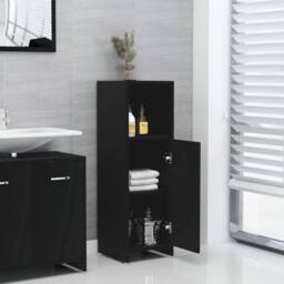 Berkfield Home Sturdy Bathroom Cabinet Black 30x30x95 cm Engineered Wood - Size: 30 x 30 x 95 cm