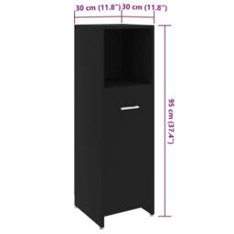 Berkfield Home Sturdy Bathroom Cabinet Black 30x30x95 cm Engineered Wood - Size: 30 x 30 x 95 cm - thumbnail 9