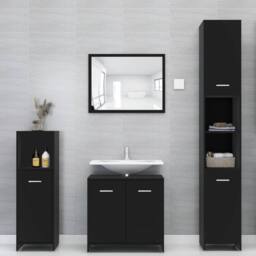 Berkfield Home Sturdy Bathroom Cabinet Black 30x30x95 cm Engineered Wood - Size: 30 x 30 x 95 cm - thumbnail 8