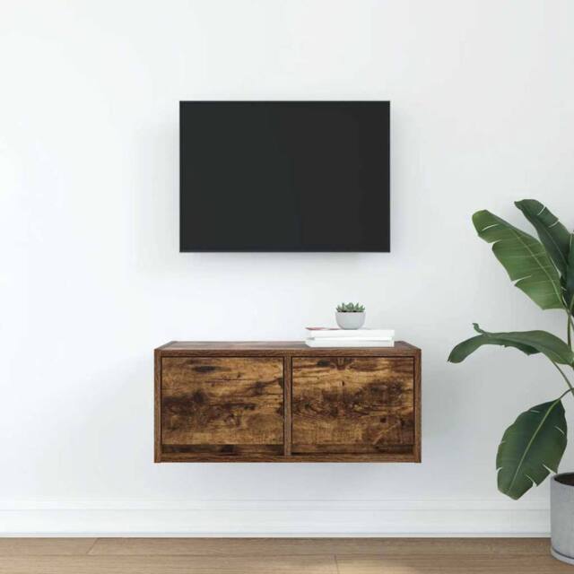 Berkfield Home TV Cabinet Smoked Oak 60x31x25.5 cm Engineered Wood in Brown - image 1