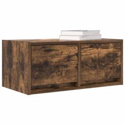 Berkfield Home TV Cabinet Smoked Oak 60x31x25.5 cm Engineered Wood in Brown - thumbnail 4