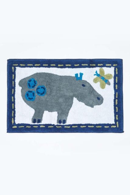 Homescapes Cotton Tufted Hippo Children Rug in Grey - Size: 50 cm x 80 cm - image 1