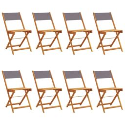 Berkfield Home Folding Garden Chairs 8 pcs Anthracite Fabric & Solid Wood