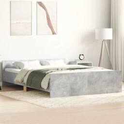 Berkfield Home Durable Bed Frame with Headboard & Footboard Concrete Grey 140x - thumbnail 2