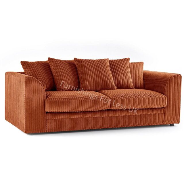 Furnishings For Less UK Luxor Jumbo Cord Fabric 3 Seater Sofa in Orange - image 1