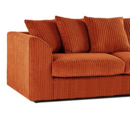 Furnishings For Less UK Luxor Jumbo Cord Fabric 3 Seater Sofa in Orange - thumbnail 2