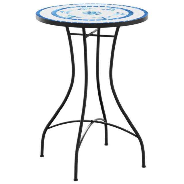 Berkfield Home Mosaic Bistro Table Blue & White √ò50x70 cm Ceramic - Size: 50x70 cm - image 1