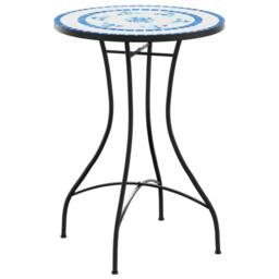 Berkfield Home Mosaic Bistro Table Blue & White √ò50x70 cm Ceramic - Size: 50x70 cm - thumbnail 1