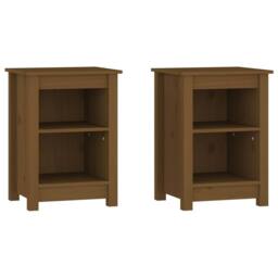 Berkfield Home Beautiful Bedside Cabinets 2 pcs Honey Brown 40x35x55 cm Solid Wo - Size: 40 x 35 x 55 cm - thumbnail 3