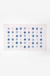 Homescapes 100% Cotton Bath Mat Tufted Polka Dot Design in Blue - thumbnail 1