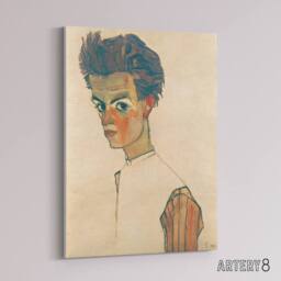 "Artery8 Egon Schiele Self Portrait Canvas Wall Art Print - Size: W18"" x H24""" - thumbnail 2