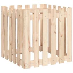 Berkfield Home Garden Planter with Fence Design 60x60x60 cm Solid Wood Pine in Light Tan - Size: 60 x 60 x 60 cm