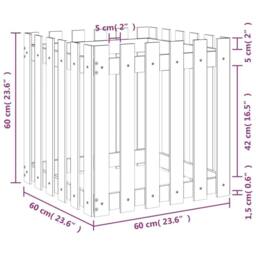 Berkfield Home Garden Planter with Fence Design 60x60x60 cm Solid Wood Pine in Light Tan - Size: 60 x 60 x 60 cm - thumbnail 9