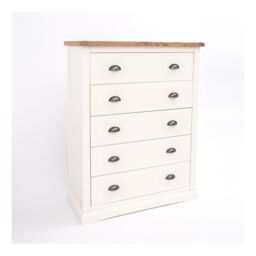 Cabinet Bits Cosenza 5 Drawer Chest of Drawers Brass Cup Handle in Off-White - thumbnail 3