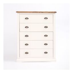 Cabinet Bits Cosenza 5 Drawer Chest of Drawers Brass Cup Handle in Off-White - thumbnail 1