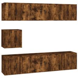 Berkfield Home 7 Piece TV Cabinet Set Smoked Oak Engineered Wood in Brown - thumbnail 1