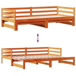 Berkfield Home Daybed with Trundle&Drawers without Mattress Wax Brown 90x200 cm - thumbnail 5