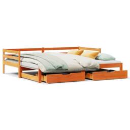 Berkfield Home Daybed with Trundle&Drawers without Mattress Wax Brown 90x200 cm - thumbnail 2