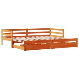 Berkfield Home Daybed with Trundle&Drawers without Mattress Wax Brown 90x200 cm - thumbnail 3