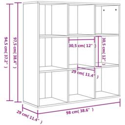 Berkfield Home Book Cabinet Concrete Grey 98x30x98 cm Engineered Wood - Size: 98 x 30 x 98 cm - thumbnail 7