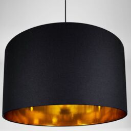 Happy Homewares Contemporary Cotton Lamp/Light Shade with Shiny Paper Inner in Black - Size: 10 inches - thumbnail 2