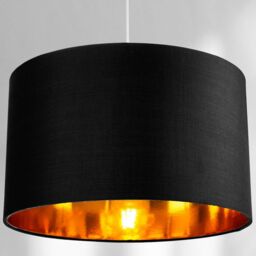 Happy Homewares Contemporary Cotton Lamp/Light Shade with Shiny Paper Inner in Black - Size: 10 inches - thumbnail 7