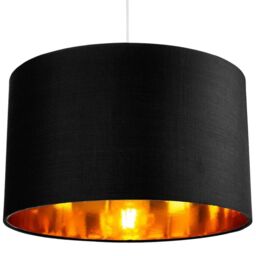 Happy Homewares Contemporary Cotton Lamp/Light Shade with Shiny Paper Inner in Black - Size: 10 inches - thumbnail 6