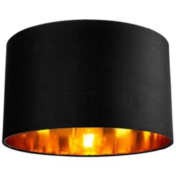Happy Homewares Contemporary Cotton Lamp/Light Shade with Shiny Paper Inner in Black - Size: 10 inches - thumbnail 1