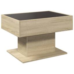 Berkfield Home Coffee Table with LED Sonoma Oak 70x50x45 cm Engineered Wood in Light Brown - Size: 70 x 50 x 45 cm - thumbnail 8