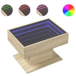 Berkfield Home Coffee Table with LED Sonoma Oak 70x50x45 cm Engineered Wood in Light Brown - Size: 70 x 50 x 45 cm - thumbnail 1