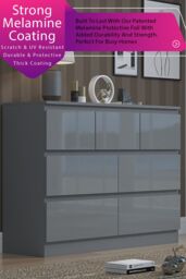 FWStyle Stora 7 Drawer Merchant Chest High Gloss Grey Chest Of Drawers - thumbnail 2