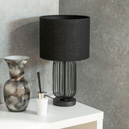 ValueLights Pair Of Gabbia Black Metal Touch Table Lamps