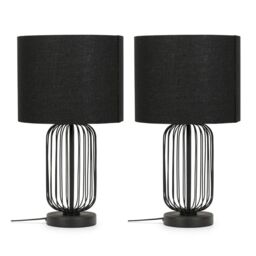 ValueLights Pair Of Gabbia Black Metal Touch Table Lamps - thumbnail 2