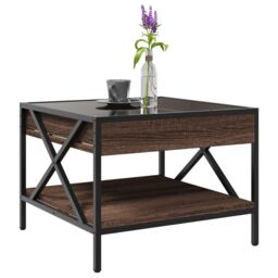 Berkfield Home Coffee Table with Infinity LED Brown Oak 50x50x38 cm - Size: 50 x 50 x 38 cm - thumbnail 5