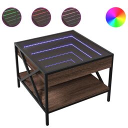 Berkfield Home Coffee Table with Infinity LED Brown Oak 50x50x38 cm - Size: 50 x 50 x 38 cm - thumbnail 2