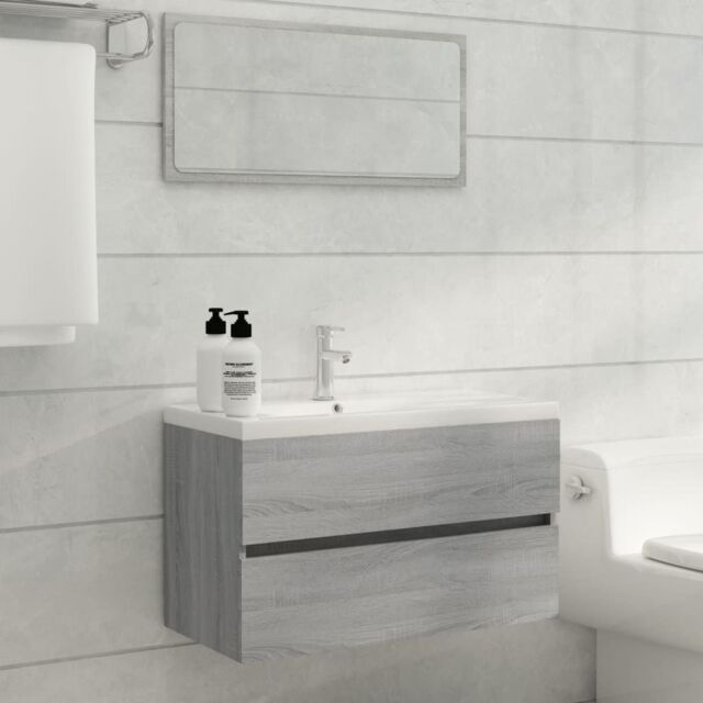 Berkfield Home 2 Piece Bathroom Furniture Set Grey Sonoma Engineered Wood - image 1