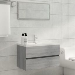 Berkfield Home 2 Piece Bathroom Furniture Set Grey Sonoma Engineered Wood - thumbnail 1