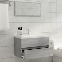 Berkfield Home 2 Piece Bathroom Furniture Set Grey Sonoma Engineered Wood - thumbnail 3