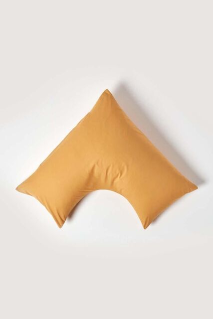 Homescapes Egyptian Cotton V Shaped Pillowcase 200 TC in Mustard - image 1