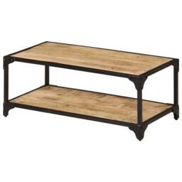 Berkfield Home Beautiful Coffee Table 90x45x35 cm Solid Rough Mango Wood in Brown - Size: 90 x 45 x 35 cm - thumbnail 9