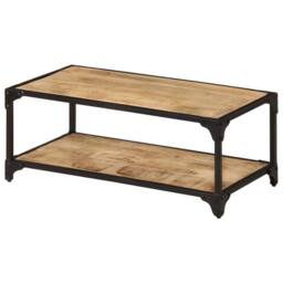 Berkfield Home Beautiful Coffee Table 90x45x35 cm Solid Rough Mango Wood in Brown - Size: 90 x 45 x 35 cm - thumbnail 2