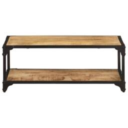 Berkfield Home Beautiful Coffee Table 90x45x35 cm Solid Rough Mango Wood in Brown - Size: 90 x 45 x 35 cm - thumbnail 3