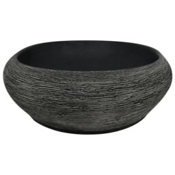 Berkfield Home Countertop Basin Grey & Black Oval 59x40x14 cm Ceramic - Size: 59 x 40 x 14 cm - thumbnail 5