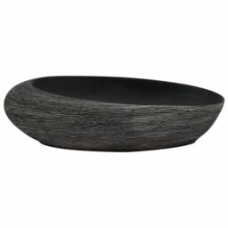 Berkfield Home Countertop Basin Grey & Black Oval 59x40x14 cm Ceramic - Size: 59 x 40 x 14 cm - thumbnail 3