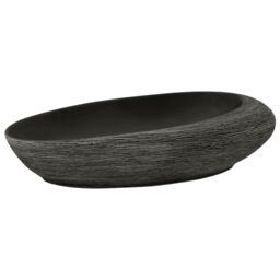 Berkfield Home Countertop Basin Grey & Black Oval 59x40x14 cm Ceramic - Size: 59 x 40 x 14 cm - thumbnail 2