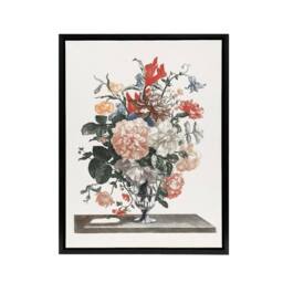 "Artery8 Flower Bouquet In A Glass Vase Johan Teyler Black Framed Canvas Art in White - Size: W12"" x H16""" - thumbnail 1