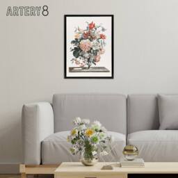 "Artery8 Flower Bouquet In A Glass Vase Johan Teyler Black Framed Canvas Art in White - Size: W12"" x H16""" - thumbnail 3