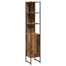 Berkfield Home Bathroom Cabinet Old Wood 33x33x185, 5 cm Engineered Wood in Brown - thumbnail 1