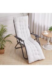 Living and Home 160x50cm Sherpa Fleece Chair Pad with Non-Slip Backing Cosy Home Decor in White - Size: 160x50 cm