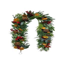 Shatchi 6ft/1.8m Orange & Berry Christmas Garland - Christmas Decoration in Green